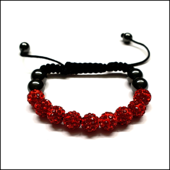 Shamballa-Armband "Hämatit & Feuerrot"