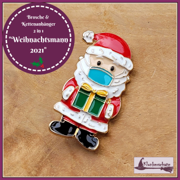 "Weihnachtsmann 2021" - Brosche & Kettenanhänger - 2 in 1