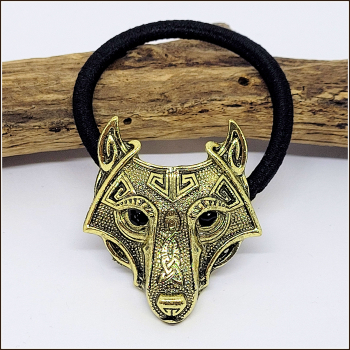 Haarschmuck / Haargummi "Goldener Wolf"