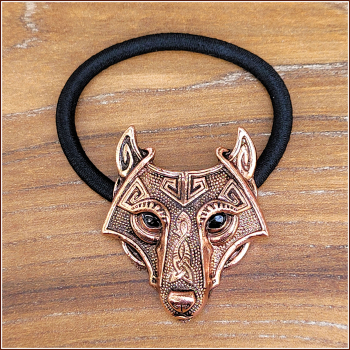 Haarschmuck / Haargummi "Keltischer Wolf" in Antikkupfer