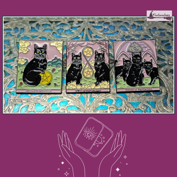 Pin-Set „TAROT – 1-3 der Pentakel“ bestehend aus 3 Pins