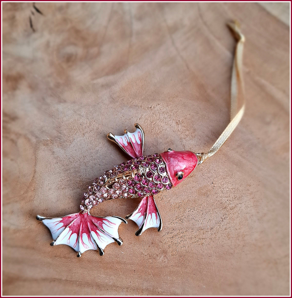 Geschenkanhänger / Dekoanhänger / Baumschmuck "Rosa Koi"