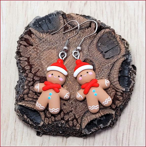 Ohrhänger "Gingerbread Man mit Weihnachtsmütze"