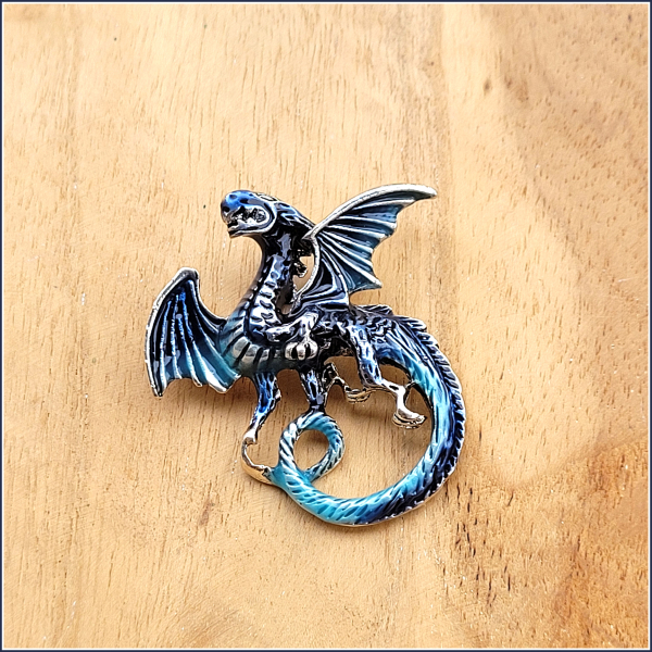 Brosche "Blauer Drache"