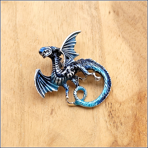 Brosche "Blauer Drache"