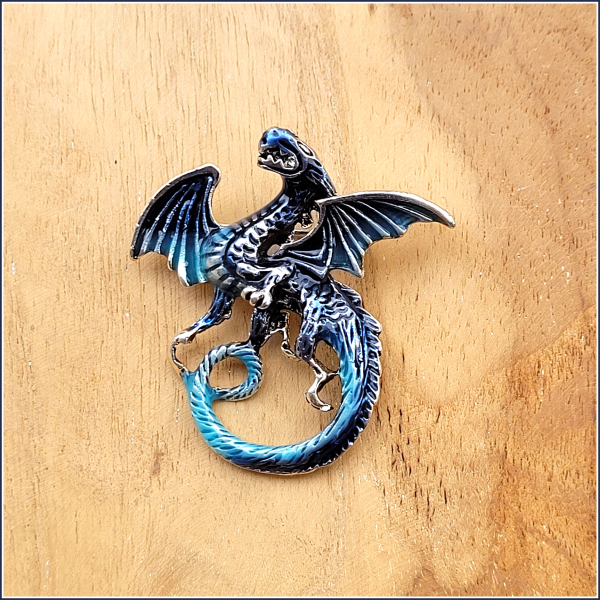 Brosche "Blauer Drache"