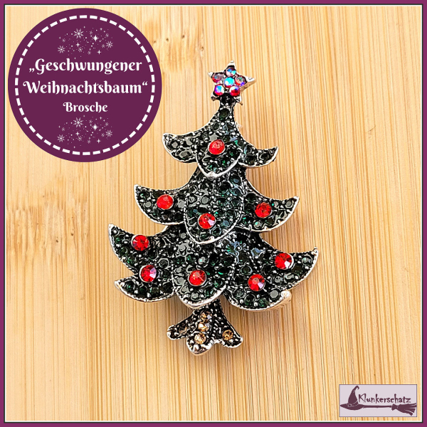 Brosche „Geschwungener Weihnachtsbaum“