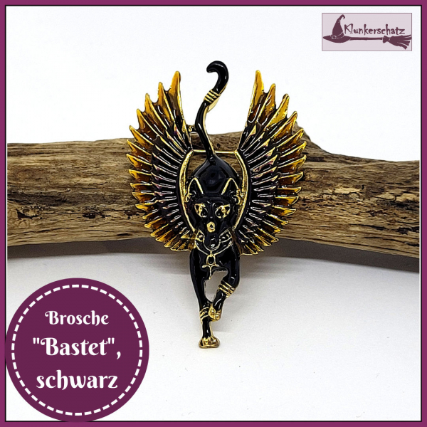 Brosche "Bastet", schwarz