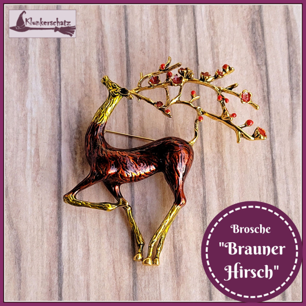 Brosche "Brauner Hirsch"