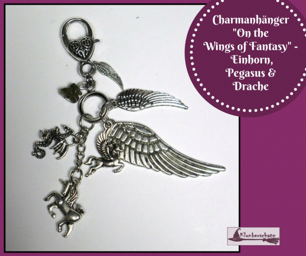 Charmanhänger "On the Wings of Fantasy" - Einhorn, Pegasus & Drache
