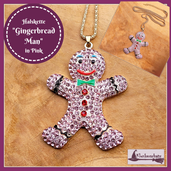 Halskette "Gingerbread Man" in Pink