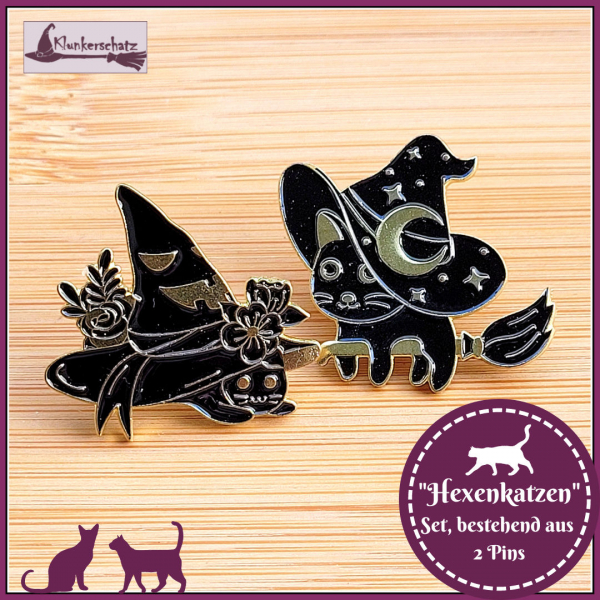 "Hexenkatzen" - Set, bestehend aus zwei Pins