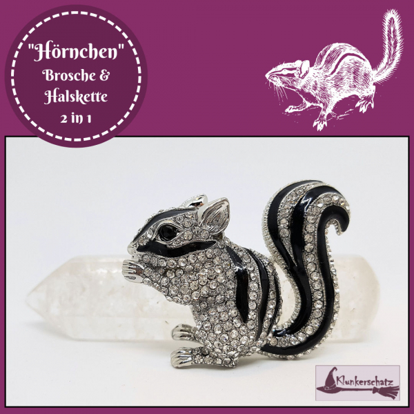 Halskette & Brosche "Hörnchen" - 2 in 1