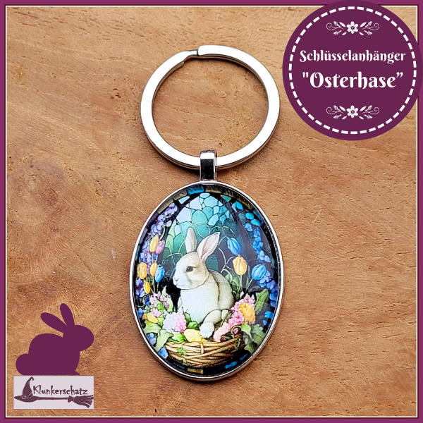 Cabochon-Schlüsselanhänger "Osterhase"