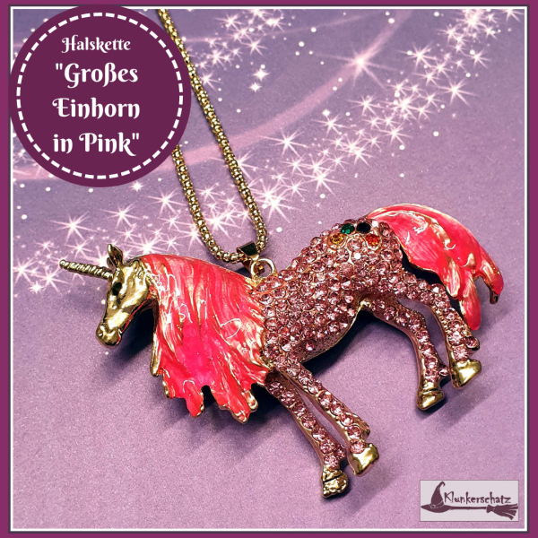 Halskette "Großes Einhorn in Pink"