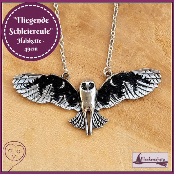 "Fliegende Schleiereule" - Halskette - 49 cm