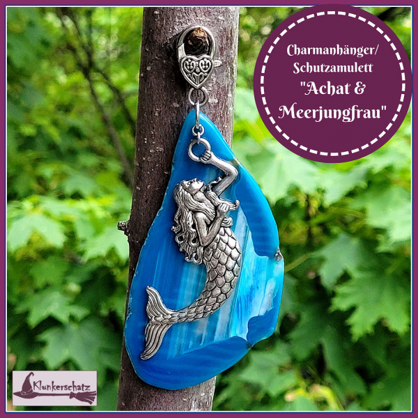 Charmanhänger / Schutzamulett "Achat & Meerjungfrau"  - Unikat