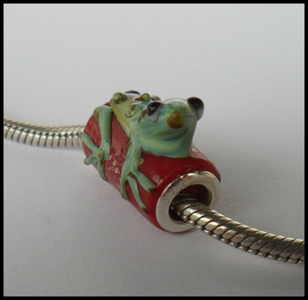 Bead "Eidechse" - Lampwork - rot