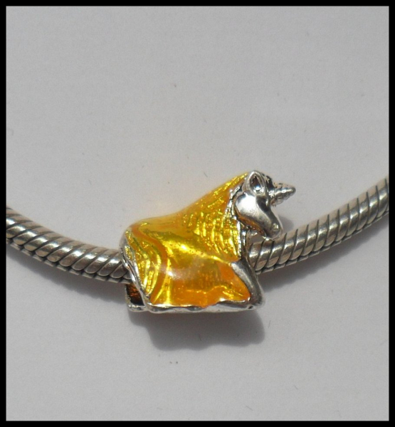 European Bead "Einhorn", goldgelb