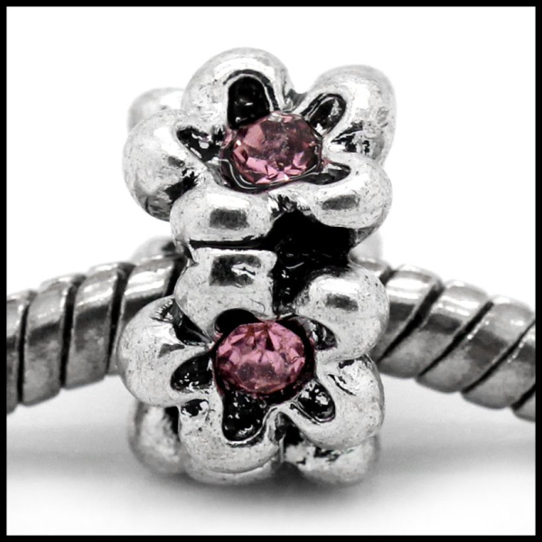 European Bead "Blüten - rosa Strass"