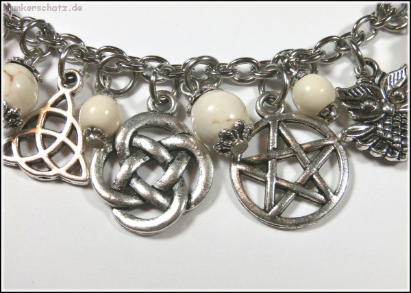 Bettelarmband "Celtic Trust" - Howlith & keltische Symbole