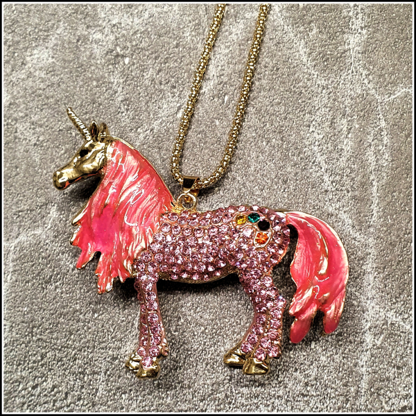 Halskette "Großes Einhorn in Pink"