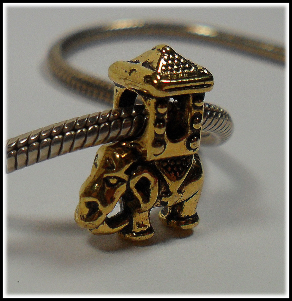 European Bead "Indischer Elefant, goldig"