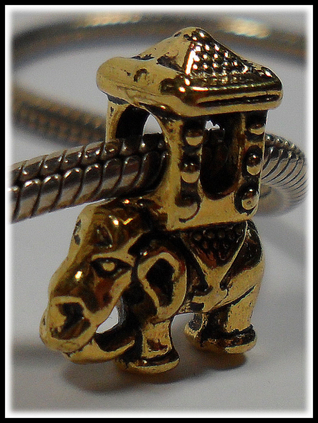 European Bead "Indischer Elefant, goldig"