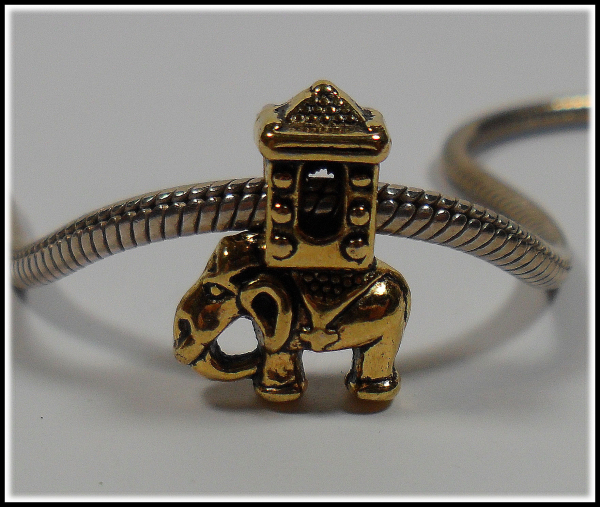 European Bead "Indischer Elefant, goldig"