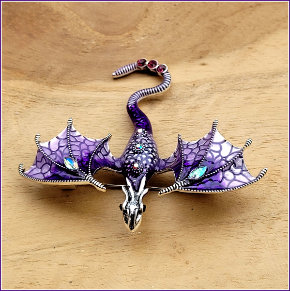 "Flugdrache" in Violett - Brosche & Kettenanhänger - 2 in 1