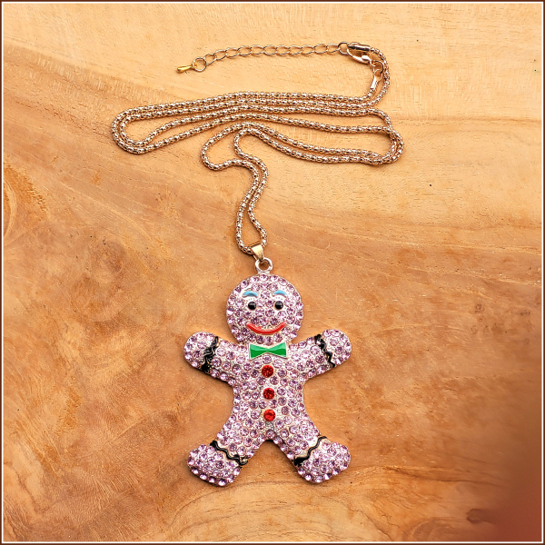 Halskette "Gingerbread Man" in Pink