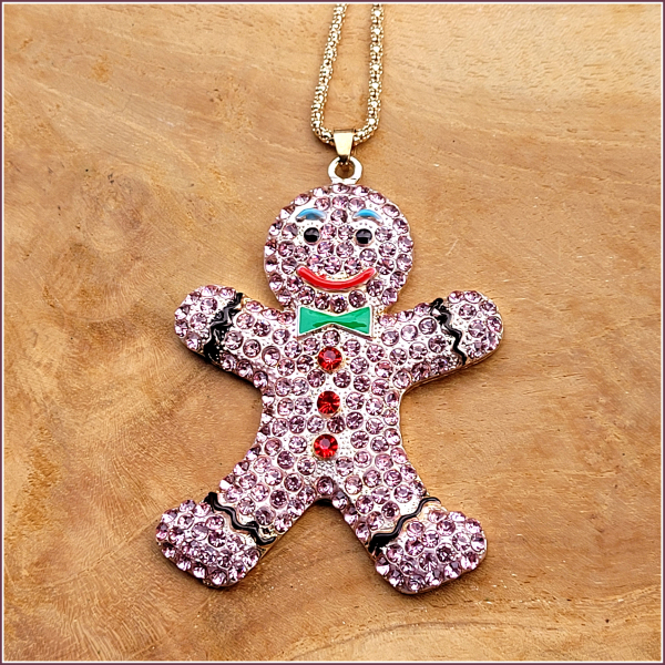 Halskette "Gingerbread Man" in Pink