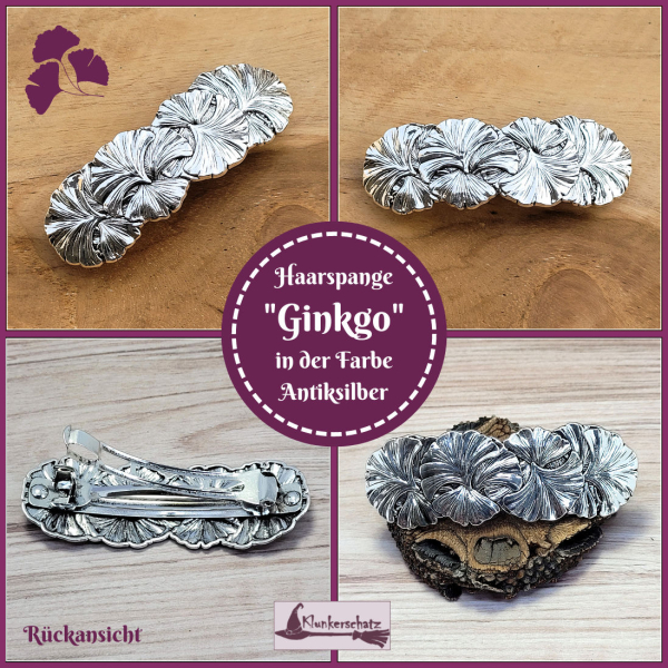 Haarschmuck "Ginkgo" in Antiksilber