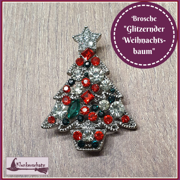 Brosche "Glitzernder Weihnachtsbaum"