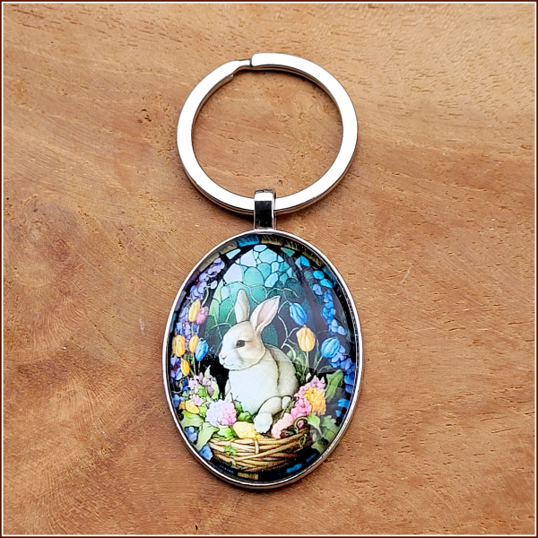 Cabochon-Schlüsselanhänger "Osterhase"