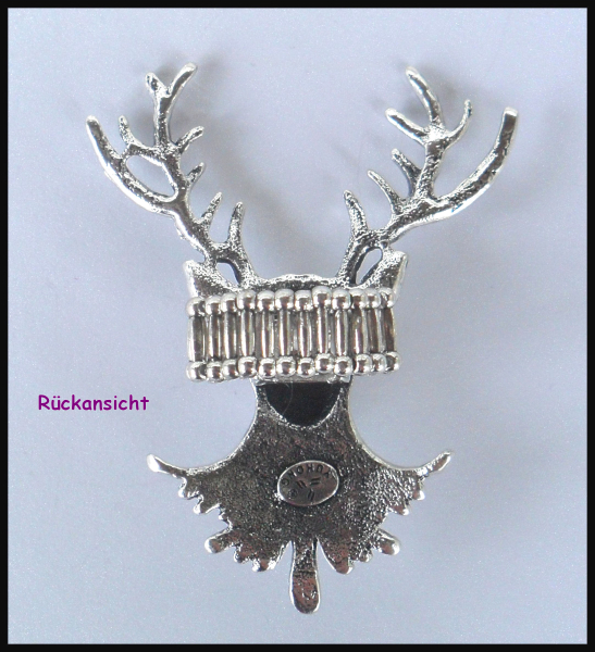 Ring mit Dehnschiene "Hirsch" in Antiksilber - riesengroßer Hingucker