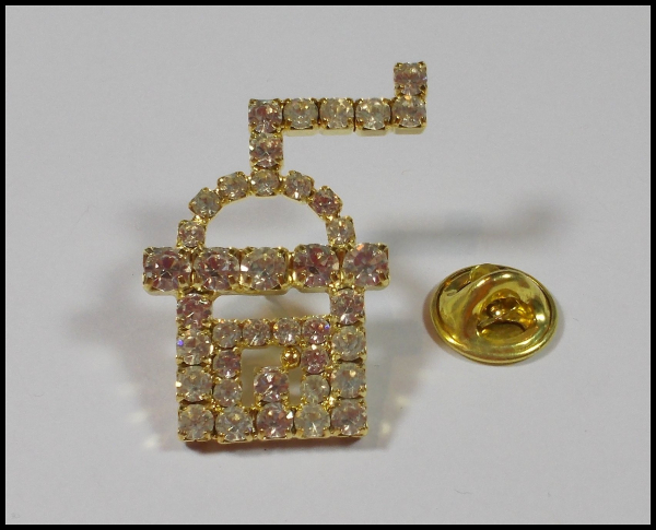 Pin "Kaffeemühle" - goldfarben mit Strass - Einzelstück