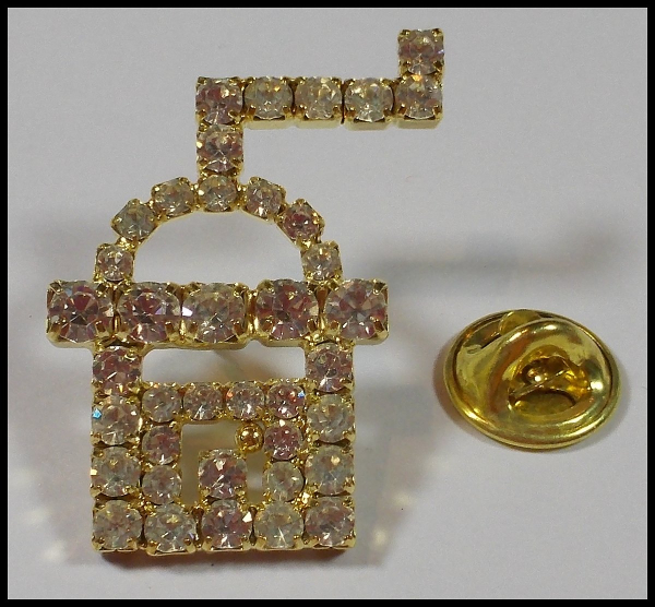 Pin "Kaffeemühle" - goldfarben mit Strass - Einzelstück