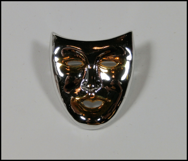 Brosche "Maske", 925er Silber