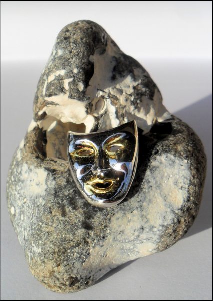 Brosche "Maske", 925er Silber