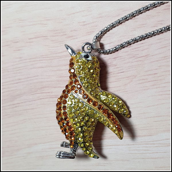 Kette "Pinguin" in Cognac & Citrin - 70 cm