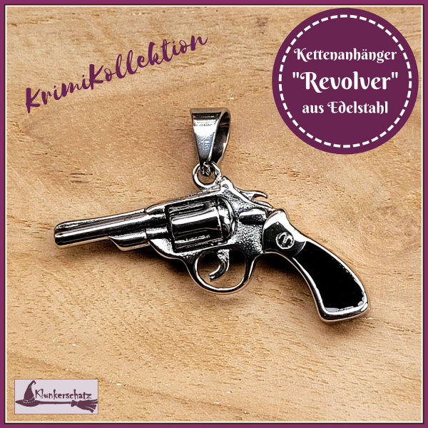 KrimiKollektion - Kettenanhänger "Revolver" aus Edelstahl