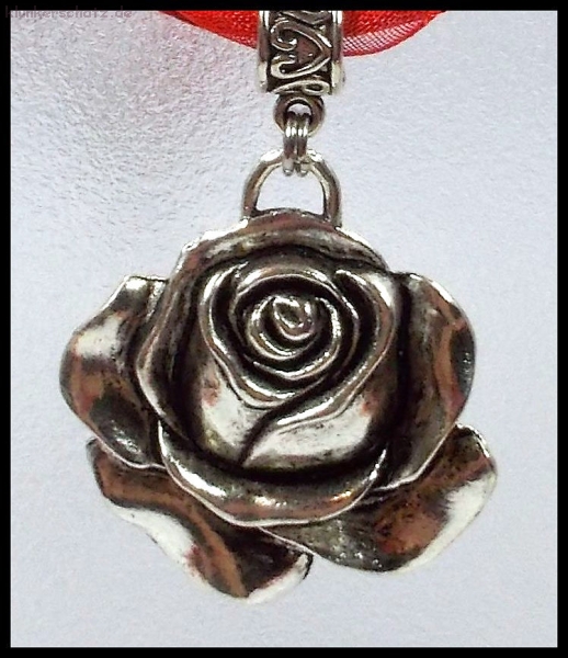 "Rose" an strahlend rotem Halsband