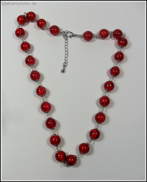 Collier aus Crackle-Perlen in leuchtendem Rot