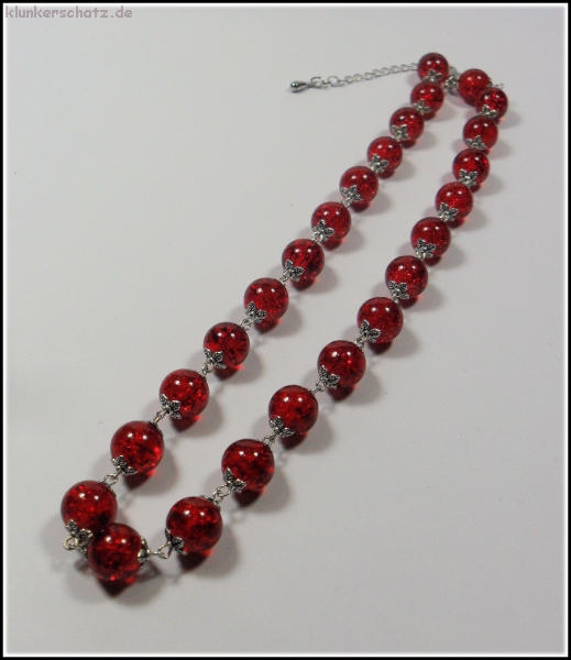 Collier aus Crackle-Perlen in leuchtendem Rot