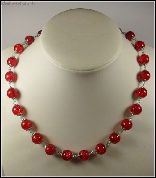 Collier aus Crackle-Perlen in leuchtendem Rot