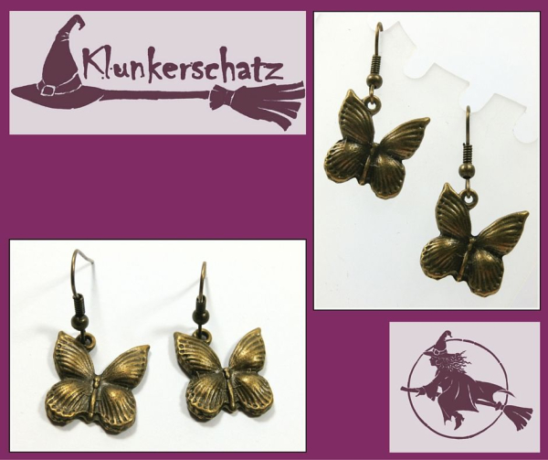 Ohrhänger "Schmetterlinge im bronzefarbenen Vintagelook"