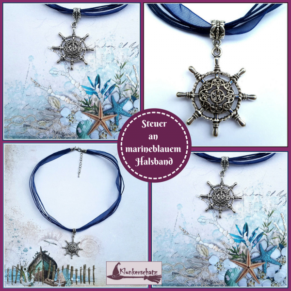 "Steuer" am marineblauen Halsband