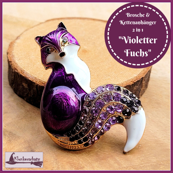 "Violetter Fuchs" - Brosche & Kettenanhänger - 2 in 1