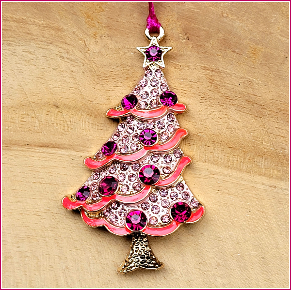 Geschenk- oder Weihnachtsbaumanhänger "Weihnachtsbaum THINK PINK!"